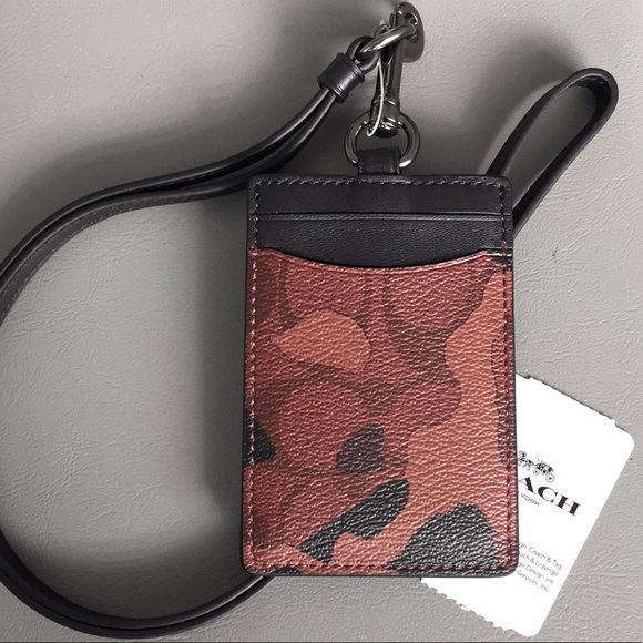 Coach Signature Canvas Camo ID lanyard